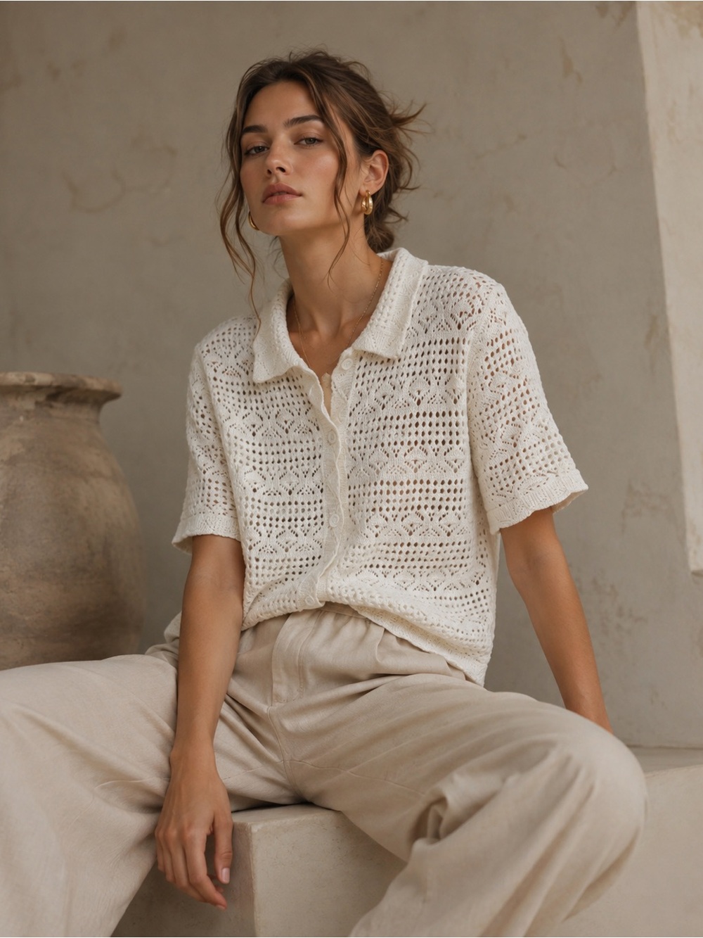 RETROD® Vintage Crochet Lace Collared Top 2X NWT ✨